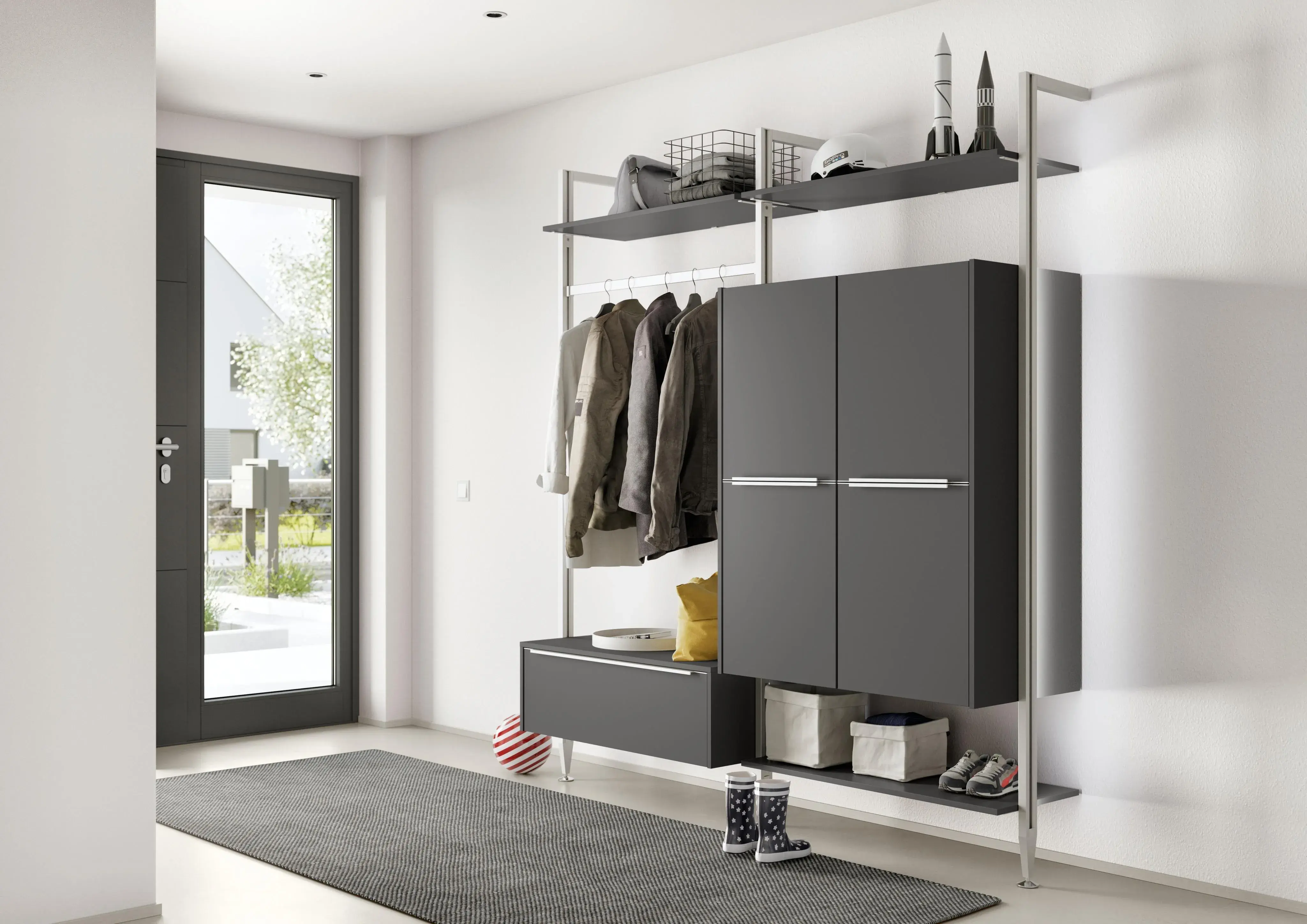 Flur Garderobe Nobilia Sideboard Schränke anthrazit